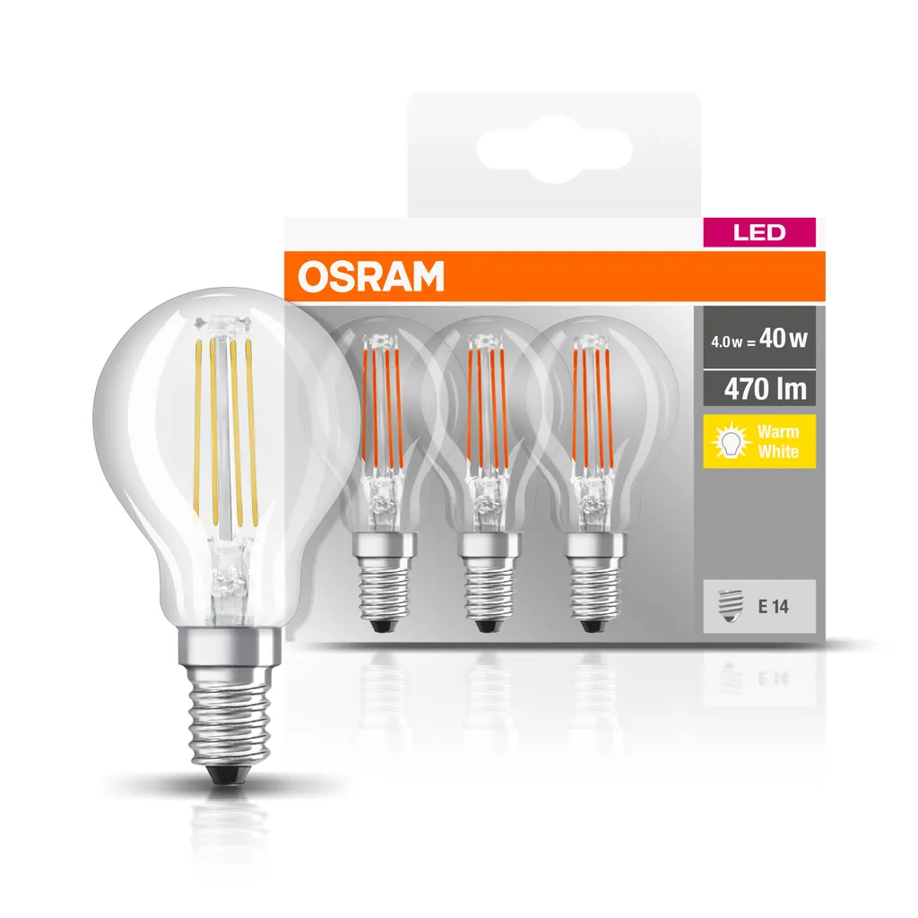 Osram LED-Lampe BASE CLASSIC P, E14, EEK: E, 4 W, 470 Lm, 2700 K, 3 Stück – Bild 8