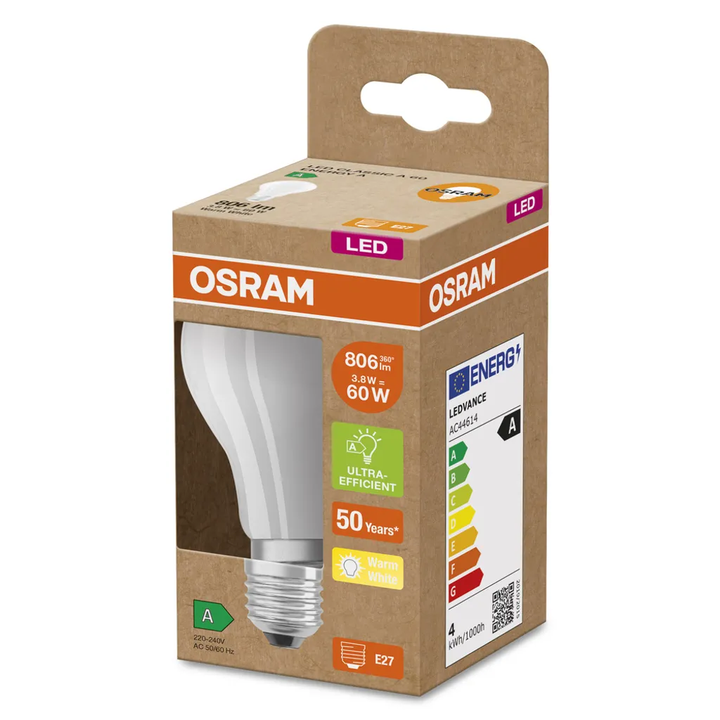 Osram LED Lampe Ersetzt 60W E27 Birne - A60 In Weiß 4W 840lm 3000K 1er Pack – Bild 3