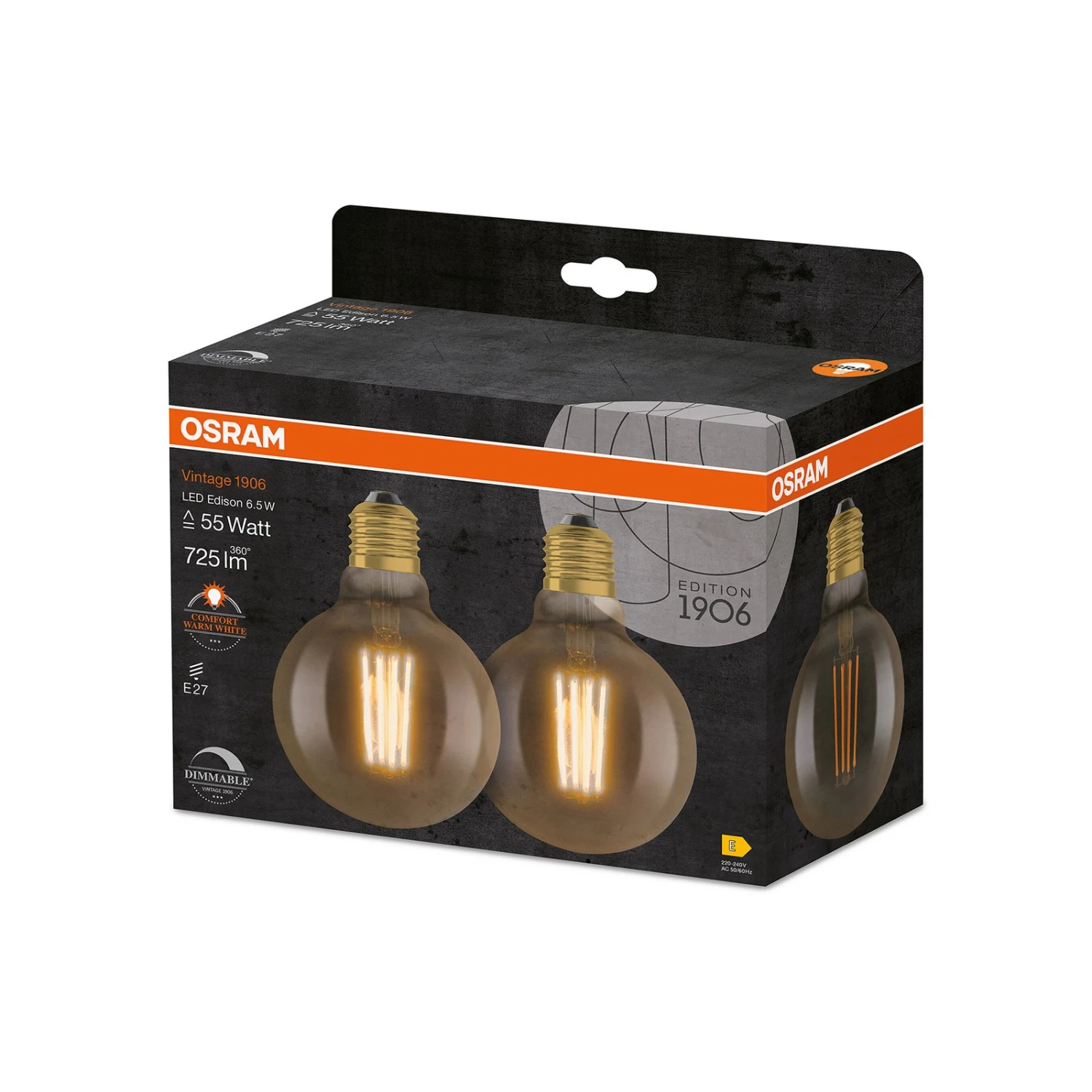 OSRAM 1906 E27 6,5W LED G95 824 Gold Dim 2er – Bild 3