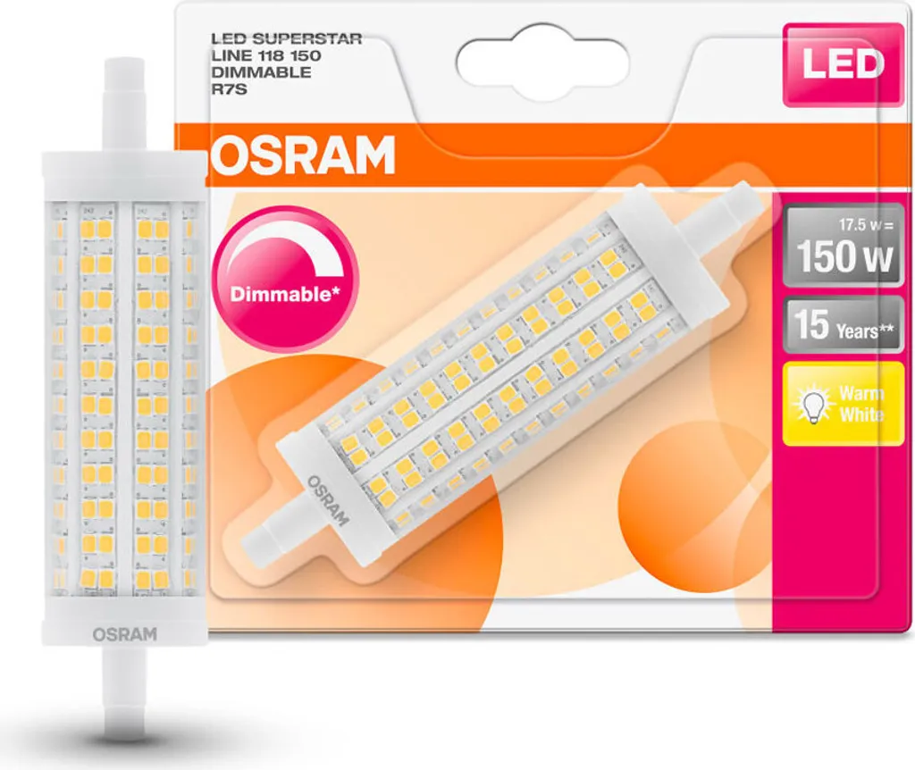 Osram Led Superstar Line118 Dim Cl 150 17,5W/827 R7S 2452Lm 118Mm Bli1 – Bild 5