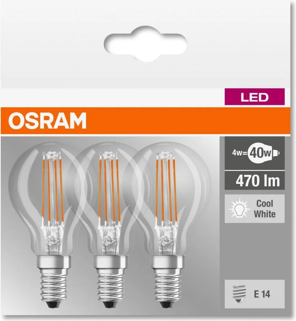 Osram LED-Lampe BASE CLASSIC P, E14, EEK: E, 4 W, 470 Lm, 4000 K, 3 Stück – Bild 12