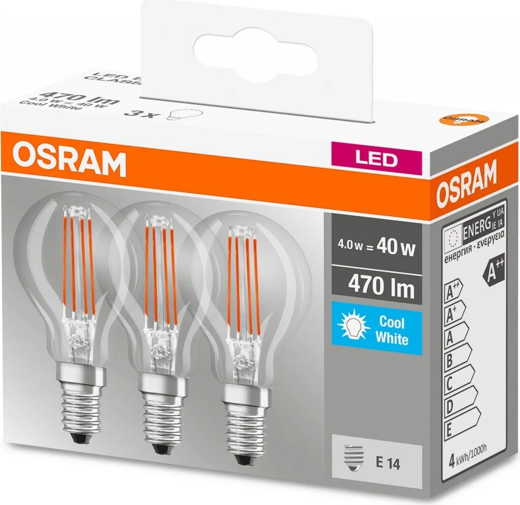 Osram LED-Lampe BASE CLASSIC P, E14, EEK: E, 4 W, 470 Lm, 4000 K, 3 Stück – Bild 14