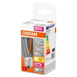OSRAM Superstar LED-Lampe Für E27-Sockel, Klares Glas ,Warmweiß (2200K), 360 Lumen, Ersatz Für Herkömmliche 35W-Leuchtmittel, Dimmbar, 1-er Pack
