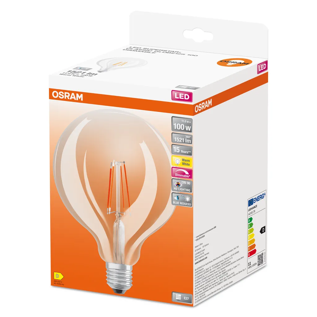 OSRAM Superstar Dimmbare LED-Lampe Mit Besonders Hoher Farbwiedergabe (CRI90) Für E27-Sockel, Filament-Optik ,Warmweiß (2700K), 1521 Lumen, Ersatz Für Herkömmliche 100W-Leuchtmittel, 1-er Pack – Bild 2