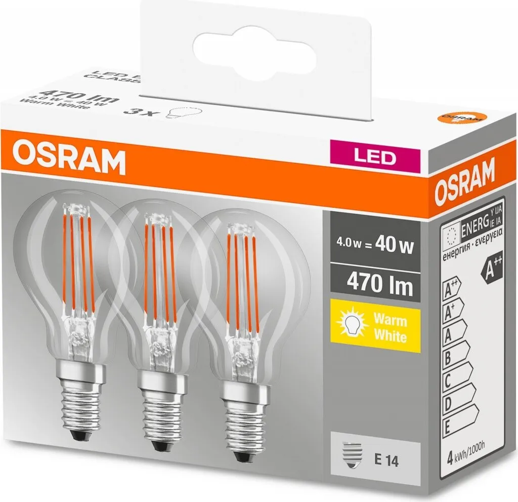 Osram LED-Lampe BASE CLASSIC P, E14, EEK: E, 4 W, 470 Lm, 2700 K, 3 Stück – Bild 13