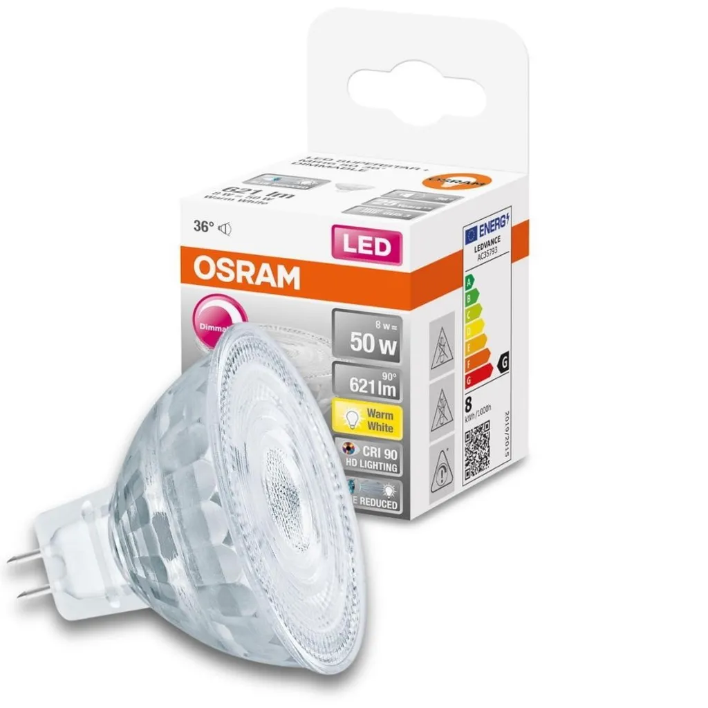 Osram LED Lampe Ersetzt 50W Gu5.3 Reflektor - Mr16 In Transparent 8W 621lm 2700K Dimmbar 1er Pack – Bild 2