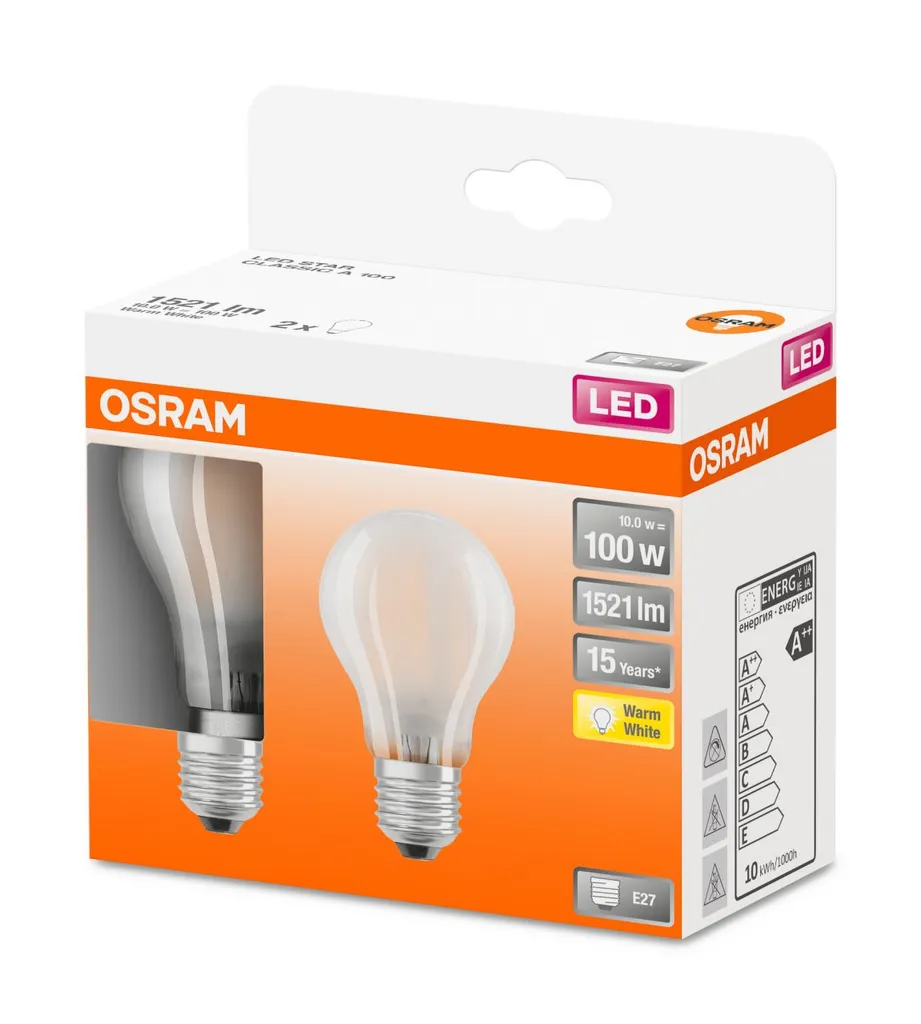 Osram LED Leuchtmittel Retrofit Star Classic E27 10W 2er-Pack Matt – Bild 5