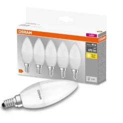 OSRAM LED BASE Classic B40, Matte Filament LED-Lampen Aus Glas Für E14 Sockel, Kerzenform, Warmweiß (2700K), 806 Lumen, Ersatz Für Herkömmliche 40W-Glühbirnen, 5er-Box