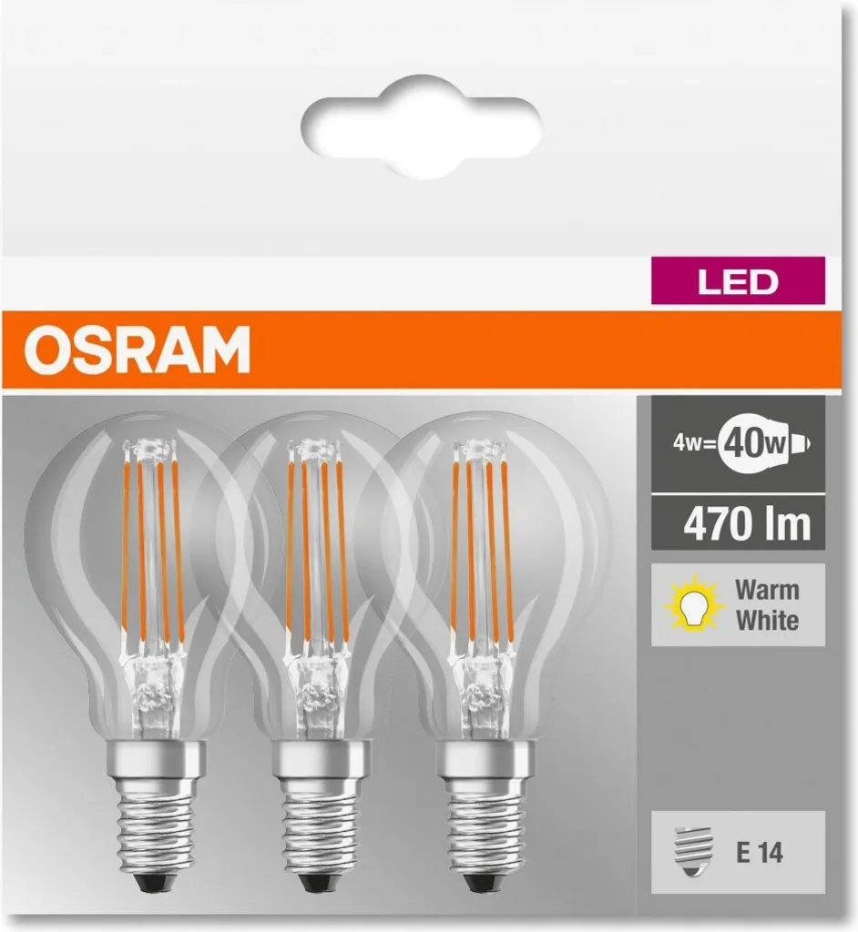 Osram LED-Lampe BASE CLASSIC P, E14, EEK: E, 4 W, 470 Lm, 2700 K, 3 Stück – Bild 11