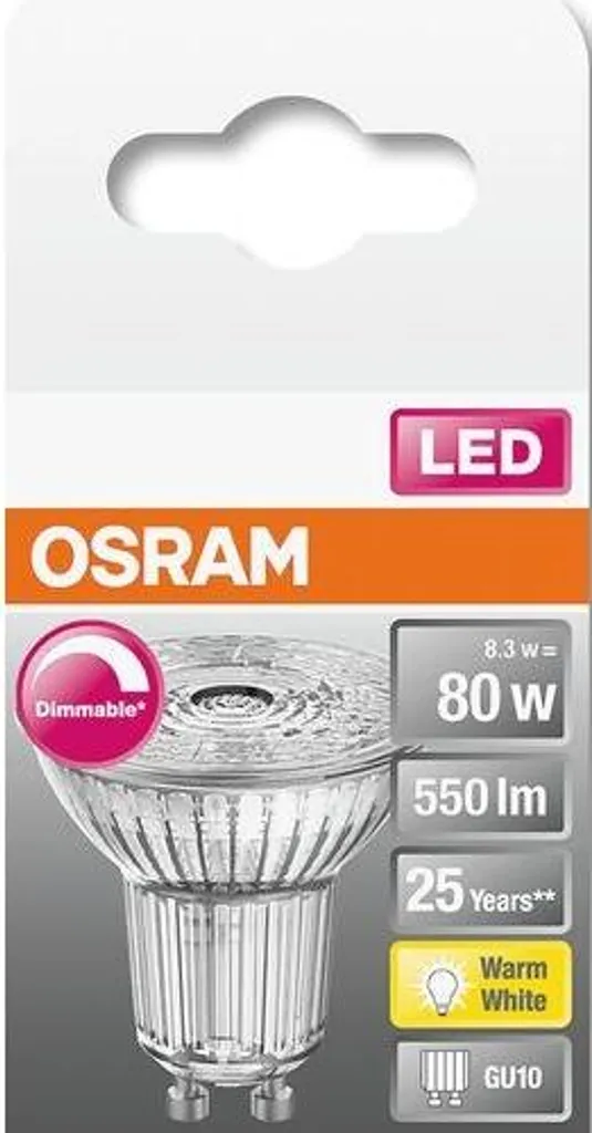 Osram LED Reflektor Super Star PAR16 80 GU10 8,3W WarmweiĆ, Dimmbar, Klar ā Bild 8