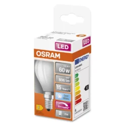 OSRAM Dimmbare Filament LED Lampe Mit E14 Sockel, Kaltweiss (4000K), Tropfenform, 6.5W, Ersatz Für 60W-Glühbirne, Matt, LED Retrofit CLASSIC P DIM