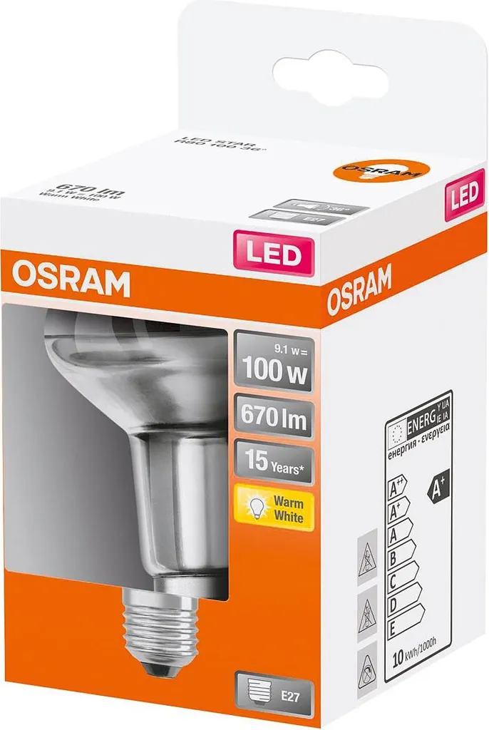 Osram LED Leuchtmittel Star R80 100 E27 9,1W Warmweiß, Klar – Bild 3
