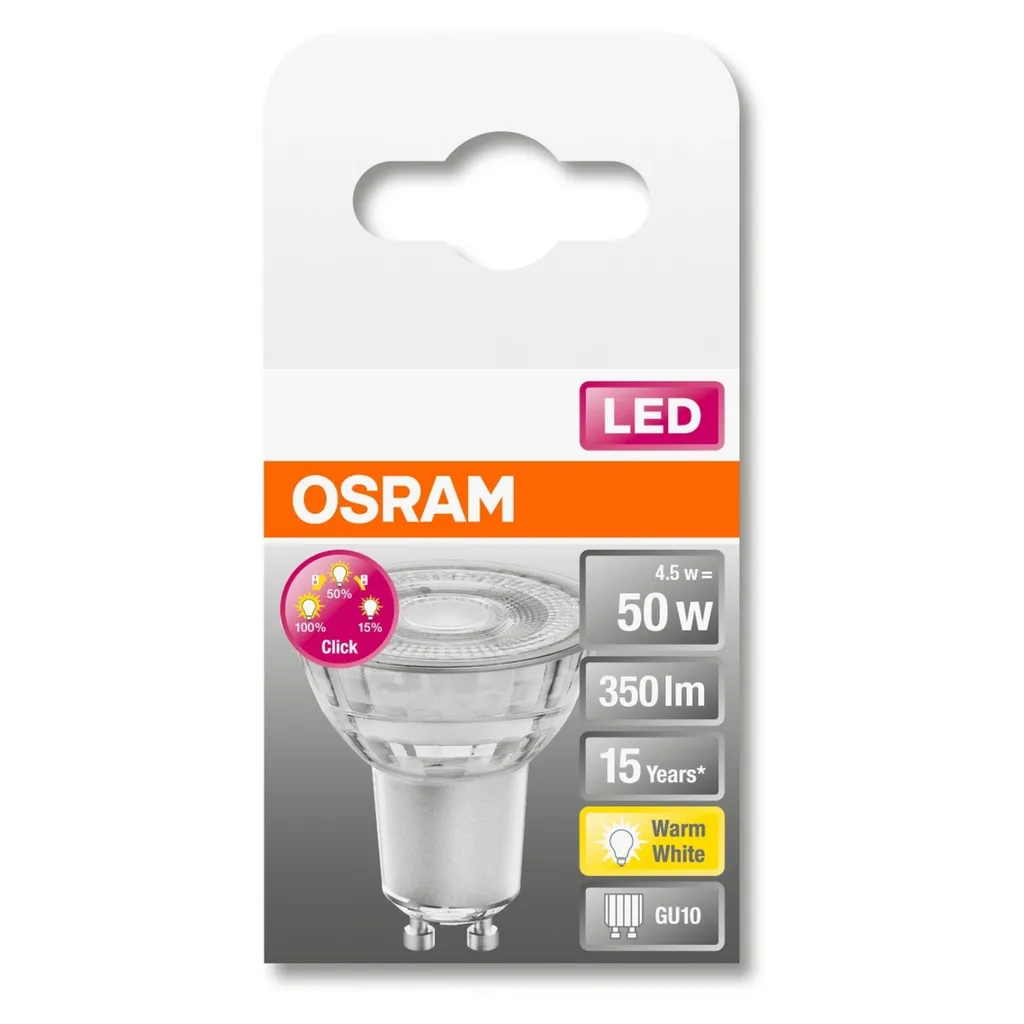 Osram LED Reflektor Three Step PAR16 80 GU10 4,5W Warmweiß, Dimmbar, Klar – Bild 11
