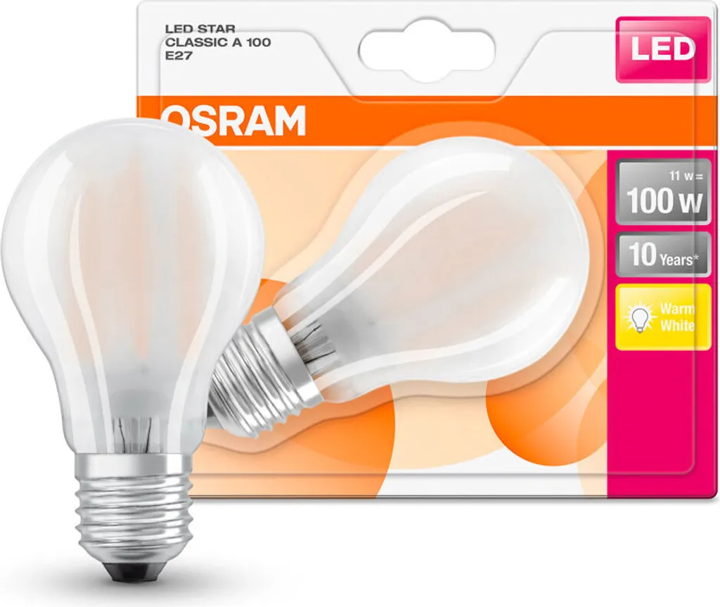 Osram LED Leuchtmittel Retrofit Star Classic E27 10W 2er-Pack Matt – Bild 8