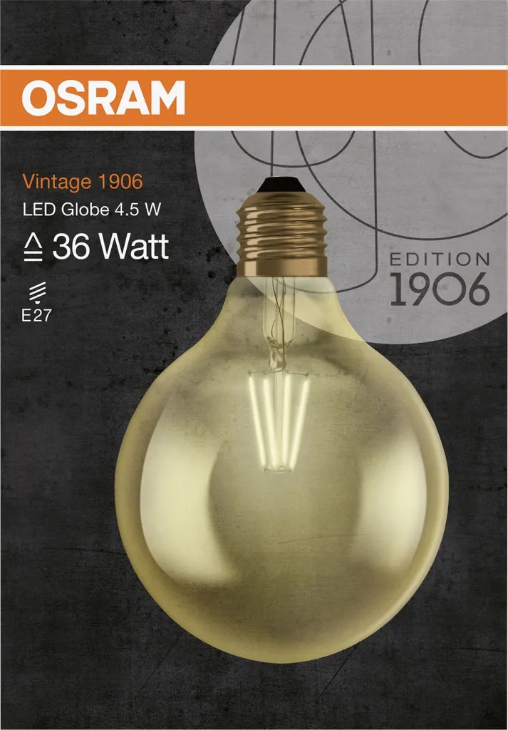 Osram LED Leuchtmittel Vintage 1906 Globe E27 4W Warmweiß, Amber – Bild 3