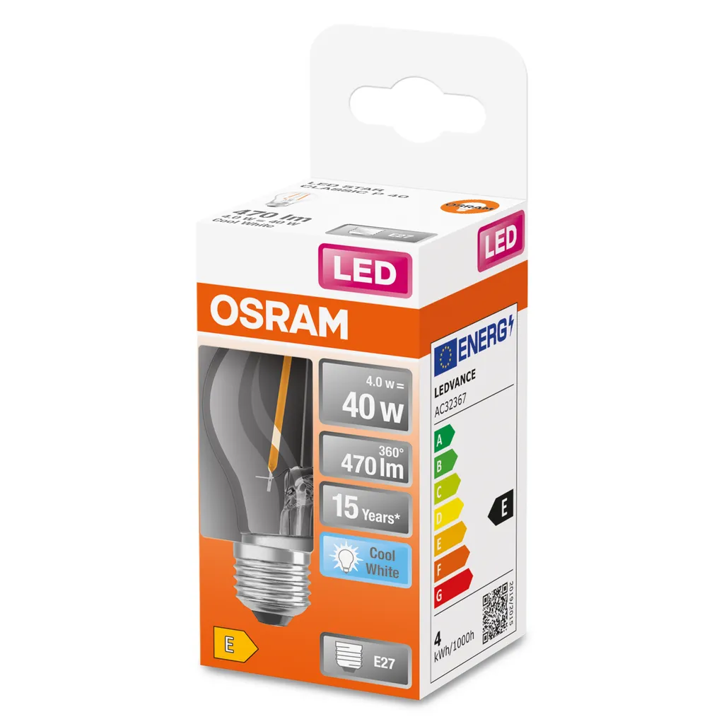 Osram LED Leuchtmittel Star Classic P40 E27 4W Neutralweiß, Klar – Bild 5