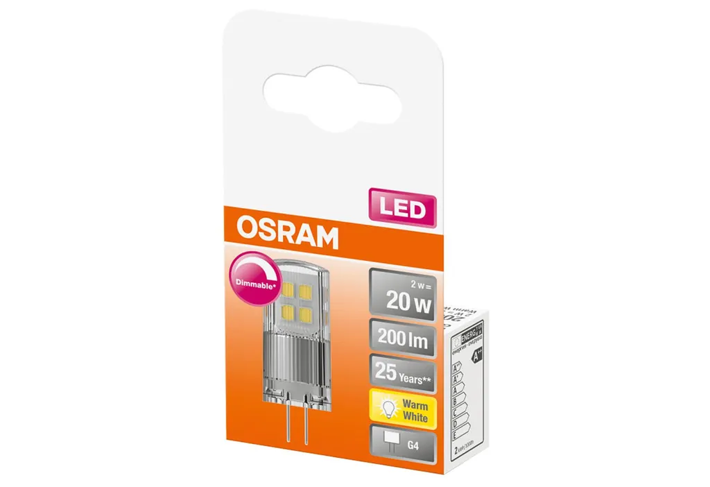 Osram LED Stiftsockellampe Superstar G4 2W Warmweiß, Dimmbar, Klar – Bild 2