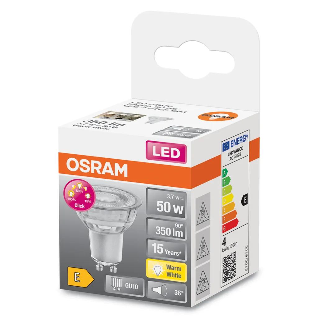 Osram LED Reflektor Three Step PAR16 80 GU10 4,5W Warmweiß, Dimmbar, Klar – Bild 10