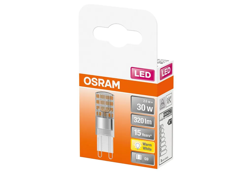 Osram LED Leuchtmittel Stiftsockel Star 2,6W = 30W G9 Klar 320lm FS Warmweiß 2700K – Bild 3