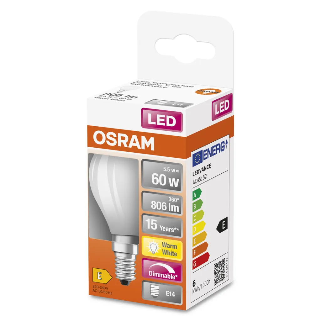 Osram LED Leuchtmittel Super Star Classic P60 E14 6,5 W Dimmbar Matt – Bild 6
