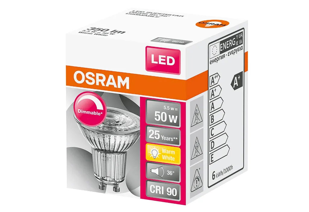 OSRAM Spot PAR16 LED 36 ° Variables Glas - 5,5 W Äquivalent 50 GU10 - Warmweiß – Bild 3