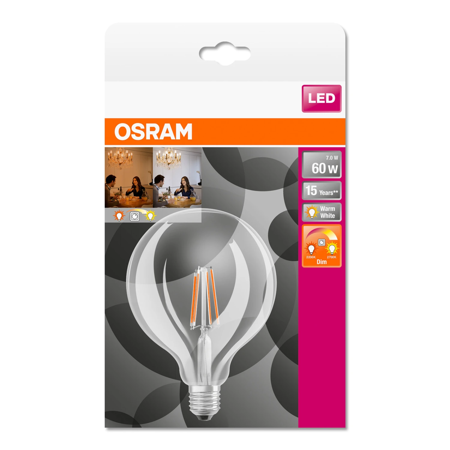 OSRAM LED-Globelampe E27 7W G125 827 Glow Dim – Bild 2