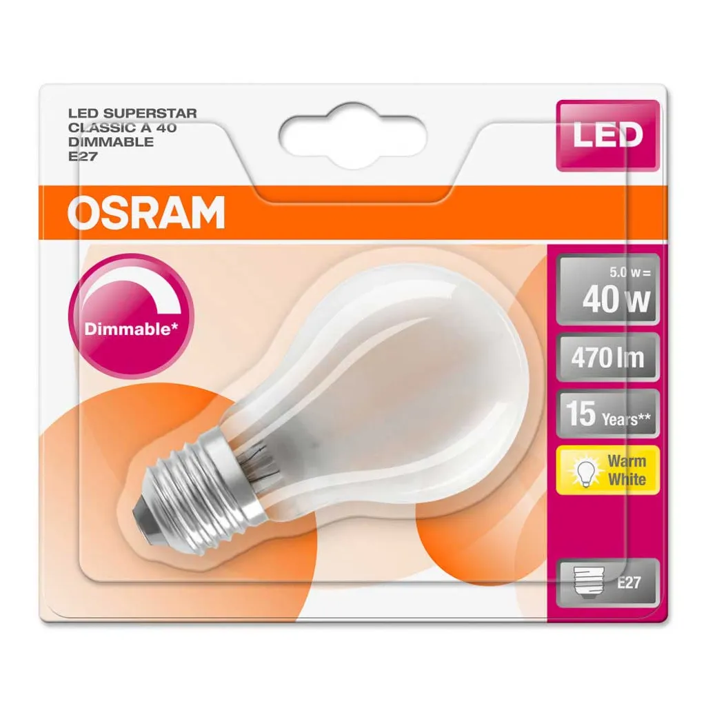 Osram LED Filament Leuchtmittel Birnenform Superstar 5W = 40W E27 Matt Warmweiß 2700K DIMMBAR – Bild 7