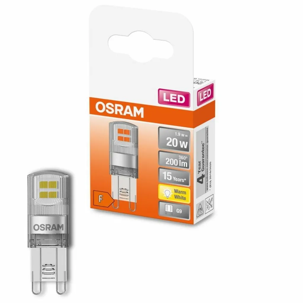 Osram LED Leuchtmittel Stiftsockellampe 1,9W = 20W G9 Klar 200lm Warmweiß 2700K – Bild 6