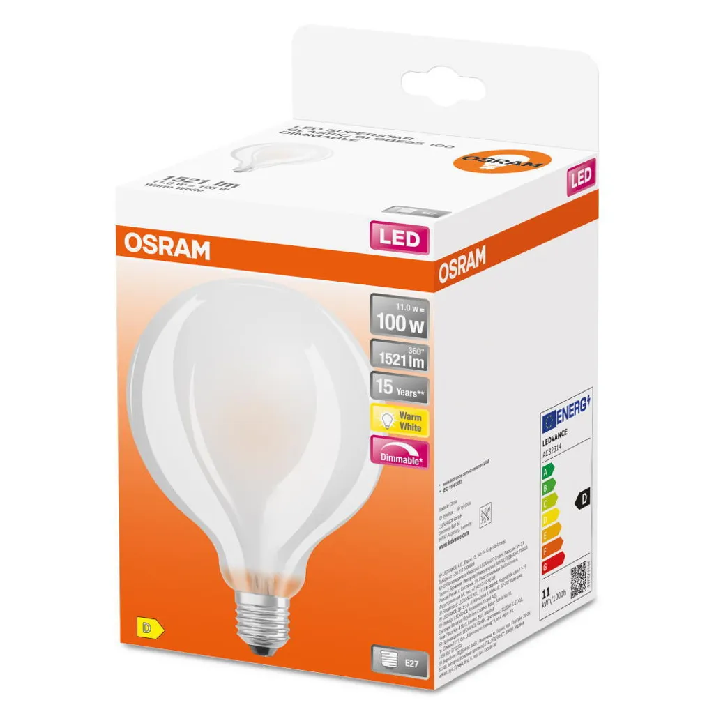 Osram LED Leuchtmittel Globe 95 E27 12W Warmweiß, Dimmbar, Weiß-matt – Bild 5
