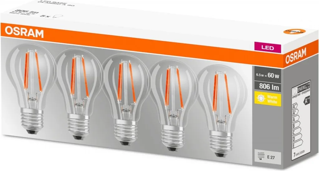 Osram LED-Lampe BASE CLASSIC A, E27, EEK: E, 7 W, 806 Lm, 2700 K, 5 Stk. – Bild 10