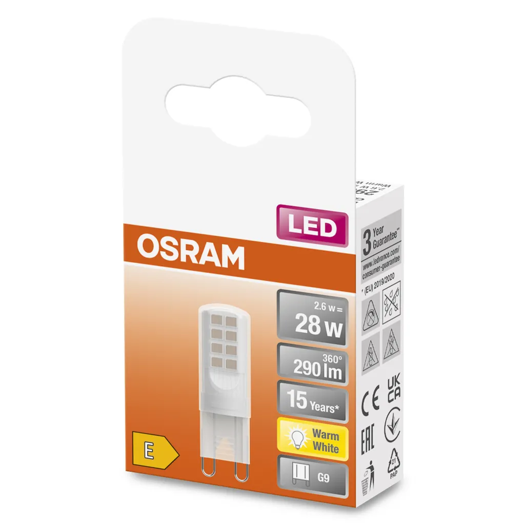 OSRAM Star PIN LED-Lampe Für G9-Sockel, Matte Optik ,Warmweiß (2700K), 290 Lumen, Ersatz Für Herkömmliche 28W-Leuchtmittel, Nicht Dimmbar, 1-er Pack – Bild 3