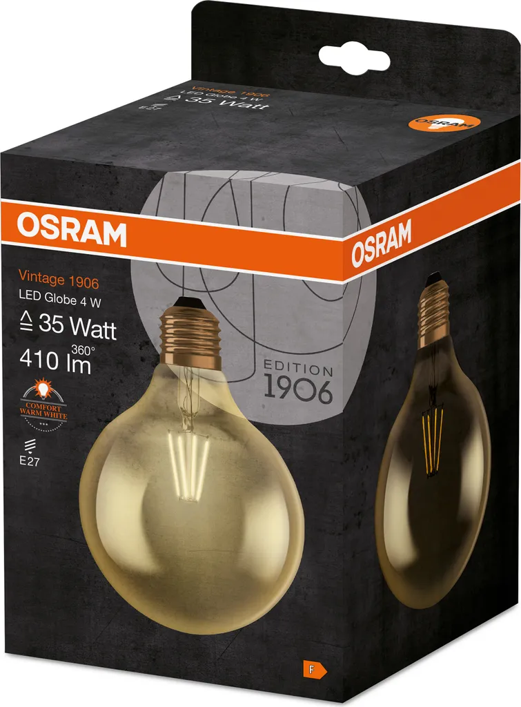 Osram LED Leuchtmittel Vintage 1906 Globe E27 4W Warmweiß, Amber – Bild 10