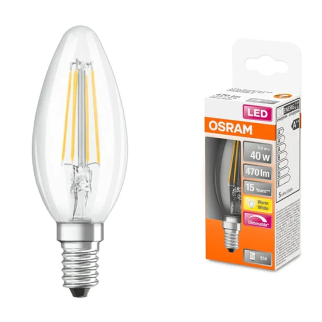 Osram LED Leuchtmittel Classic B40 E14 5W Warmweiß, Dimmbar, Klar – Bild 5