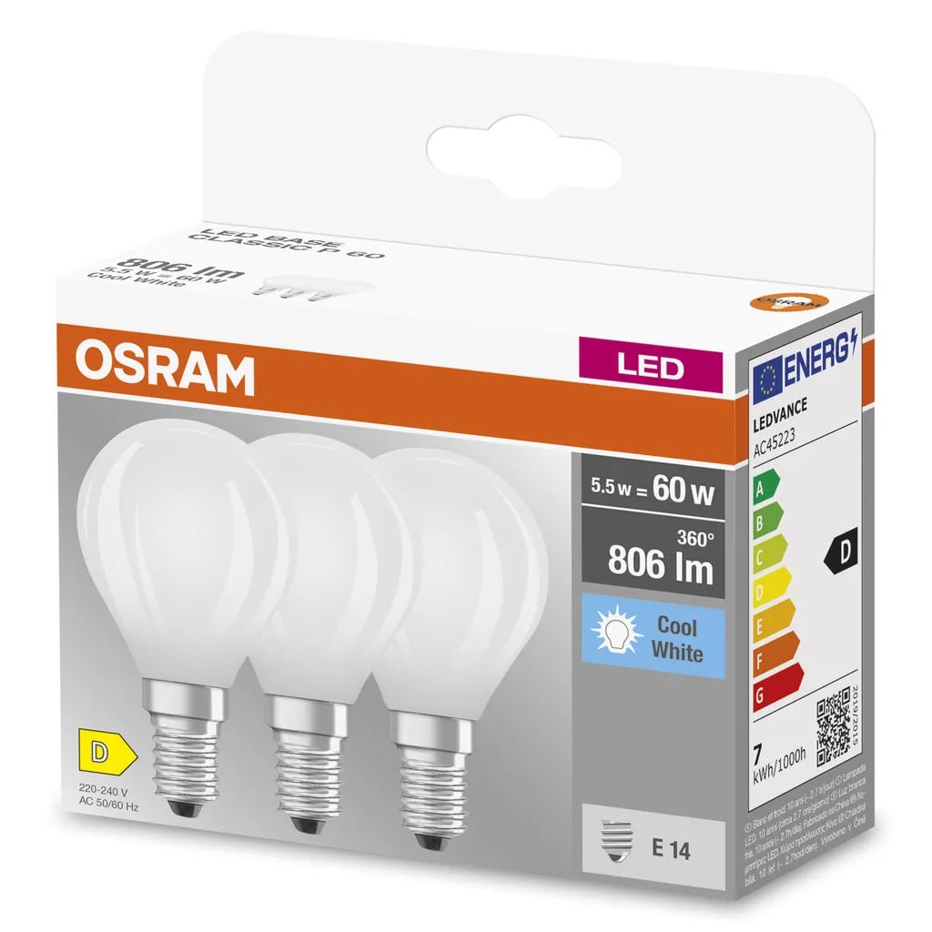 OSRAM Star Filament-Lampe Für E14-Sockel, Mattes Glas ,Kaltweiß (4000K), 806 Lumen, Ersatz Für Herkömmliche 60W-Leuchtmittel, Nicht Dimmbar, 3-er Pack – Bild 2
