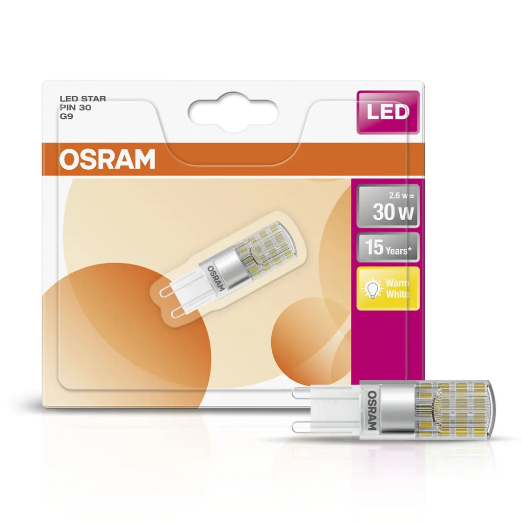 Osram LED Leuchtmittel Stiftsockel Star 2,6W = 30W G9 Klar 320lm FS Warmweiß 2700K – Bild 7