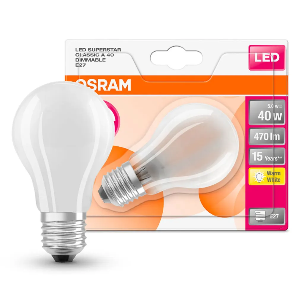 Osram LED Filament Leuchtmittel Birnenform Superstar 5W = 40W E27 Matt Warmweiß 2700K DIMMBAR – Bild 6