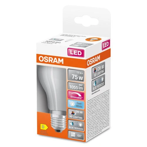 OSRAM Dimmbare LED-Lampe LED SUPERSTAR+ CL A GL FR 75 Dim 7,5W/940 E27 CRI90 BOX, E27 – Bild 2