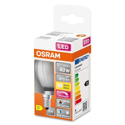 OSRAM FILAMENT LED-Lampe LED SUPERSTAR+ CL P GL FR 40 Dim 3,4W/940 E14 CRI90 BOX – Bild 2