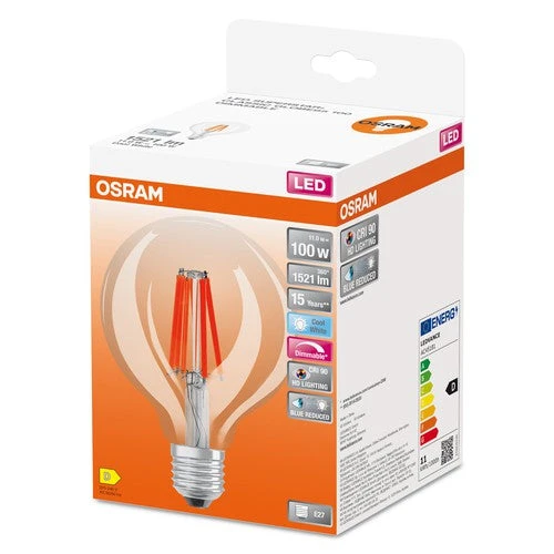 OSRAM Dimmbare FILAMENT LED-Lampe LED SUPERSTAR+ CL GLOBE95 FIL 100 Dim 11W/940 E27 CRI90 BOX, E27 – Bild 2