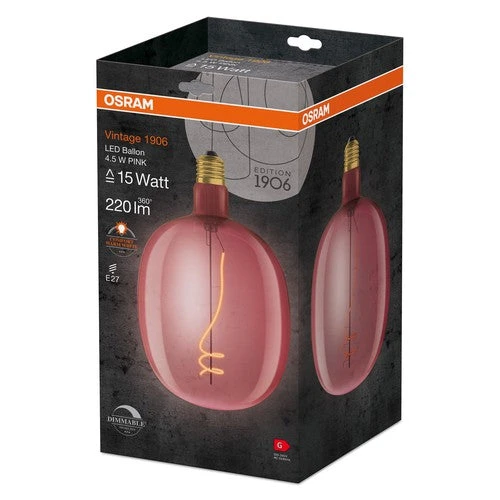 OSRAM Vintage 1906 LED-Lampe, Pinke Tönung, 4,5W, 220lm, E27 – Bild 3