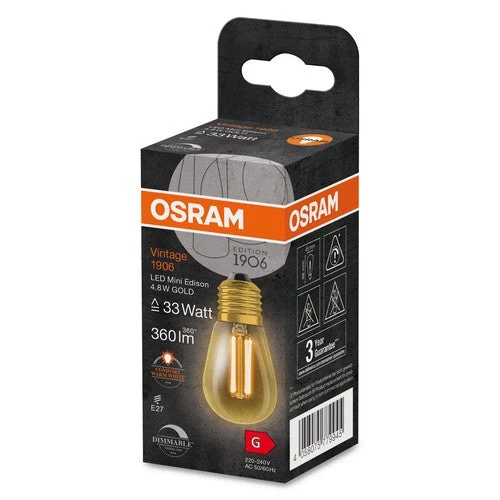 OSRAM Vintage 1906 LED-Lampe, Gold-Tönung, 4,8W, 360lm, E27 – Bild 3