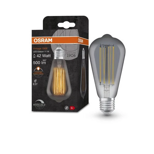 OSRAM Vintage 1906 LED-Lampe, Smoke-Tönung, 11W, 500lm, E27