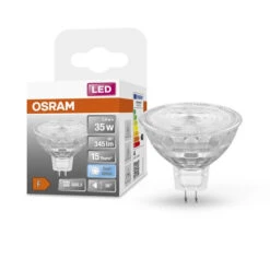 OSRAM MR16 LED Reflektorlampe Mit GU5.3 Sockel, Kaltweiss (4000K), Glas Spot, 3,80W, Ersatz Für 35W-Reflektorlampe, LED STAR MR16 12 V