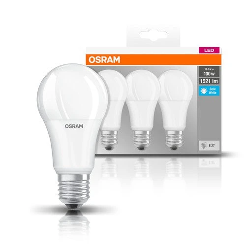 OSRAM LED Base LED Lampe Matt (ex 100W) 13W / 4000K Kaltweiß E27 3er Pack