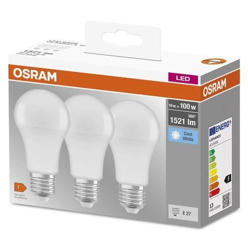 OSRAM LED Base LED Lampe Matt (ex 100W) 13W / 4000K Kaltweiß E27 3er Pack – Bild 3