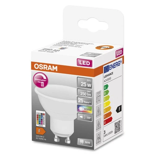 OSRAM LED Retrofit RGBW LED Spot Mit Fernbedienung Matt (ex 25W) 4,5W / 2700K Warmweiß GU10