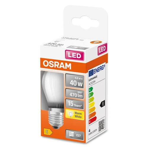OSRAM LED Retrofit Classic P LED Lampe Matt (ex 40W) 4W / 2700K Warmweiß E27