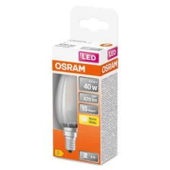 OSRAM Retrofit Classic B LED Lampe Kerzenform Matt (ex 40W) 4W / 2700K Warmweiß E14