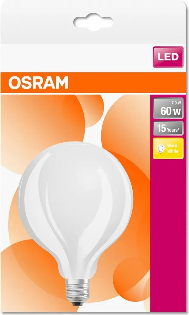 Osram LED Leuchtmittel Globe 125 E27 7W Warmweiß, Weiß Matt – Bild 5
