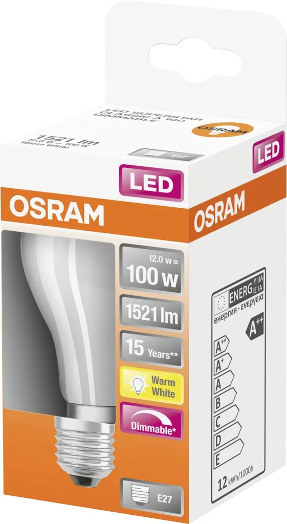 Osram LED Leuchtmittel Superstar Classic A E27 12 W Dimmbar Weiß Matt – Bild 3